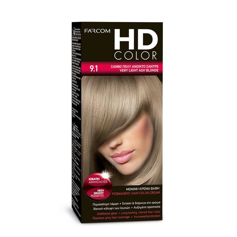 HD COLOR HOME DYE KIT | 9.1 - Very Light Ash Blonde 60ml